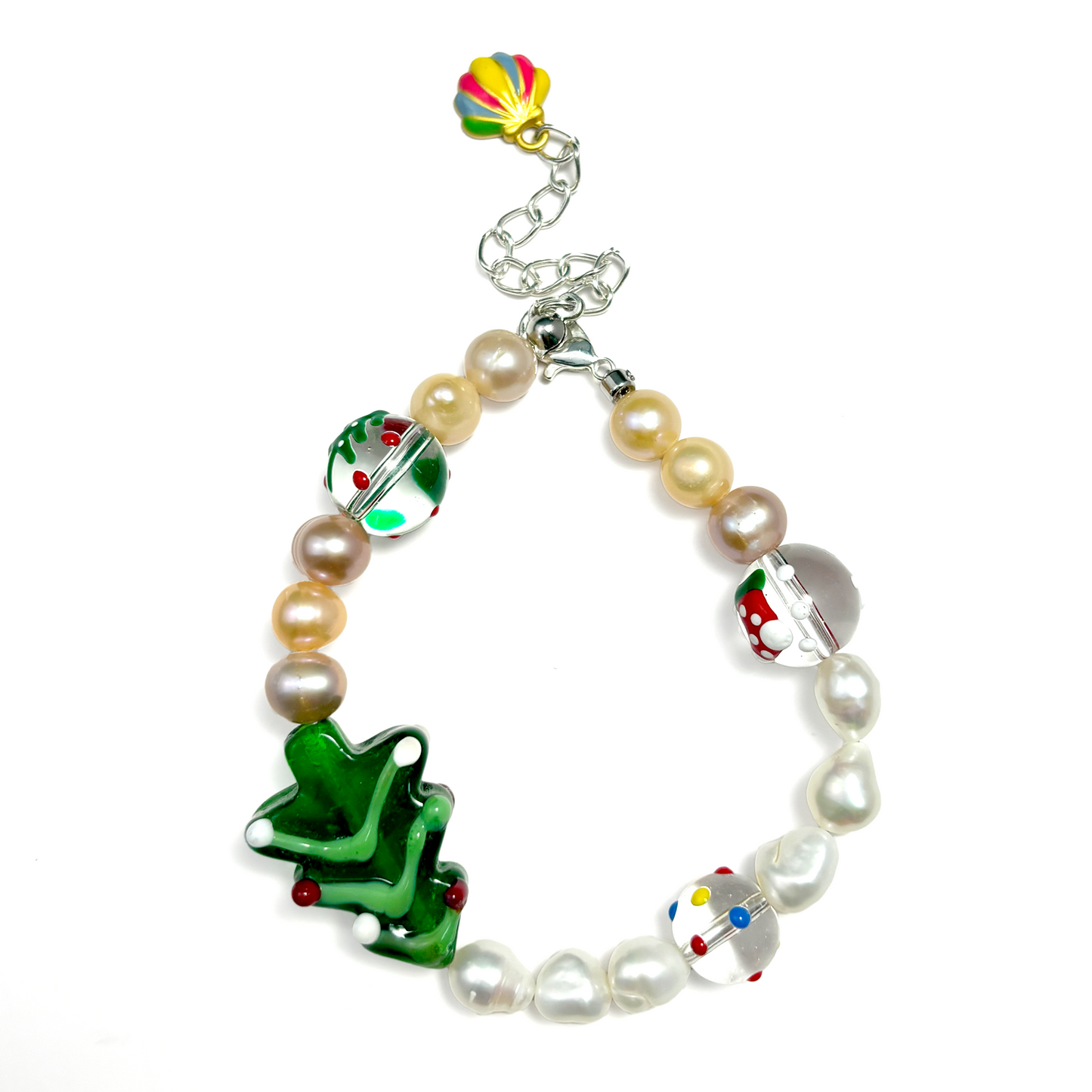 Myrvynte Fun Christmas Colorful Pearl and Glass Bead Necklace/Bracelet