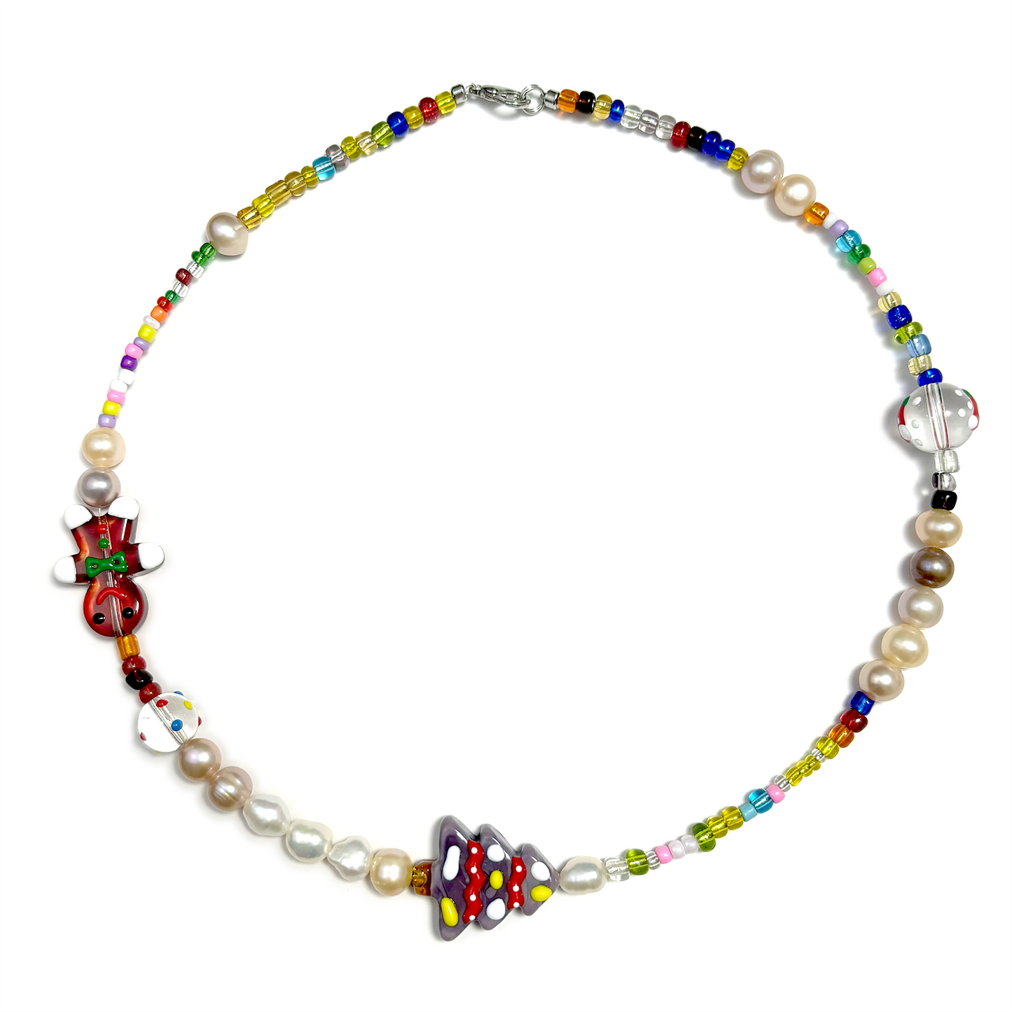 Myrvynte Fun Christmas Colorful Pearl and Glass Bead Necklace/Bracelet