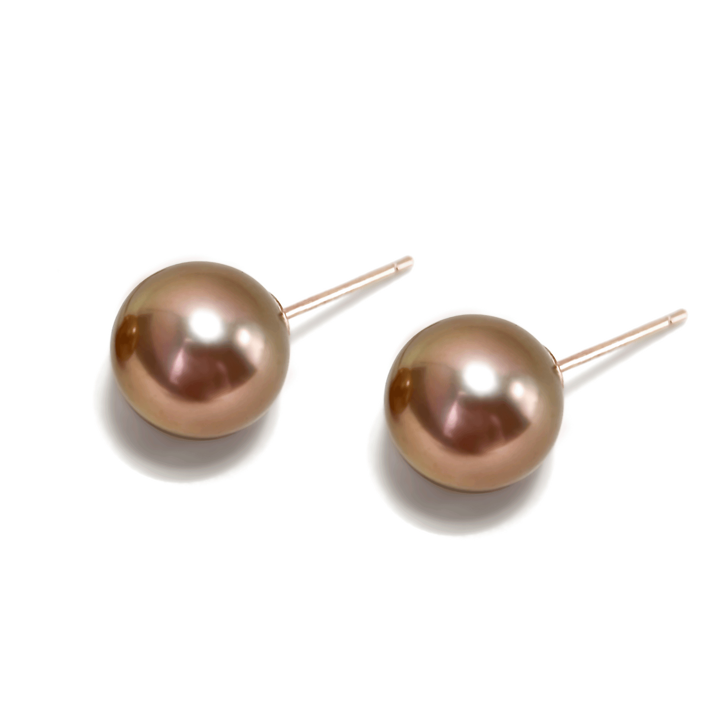 Myrvynte Ins style color focus purple Pearl Earrings,11-12mm,S925, Rose Gold Tone