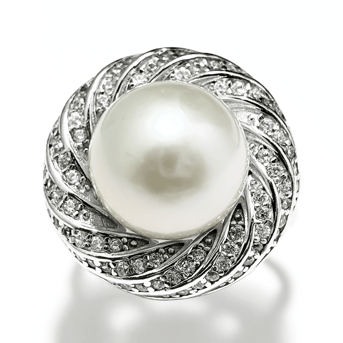 Myrvynte Vintage luxury floral Freshwater Pearl Ring,12-13mm,S925