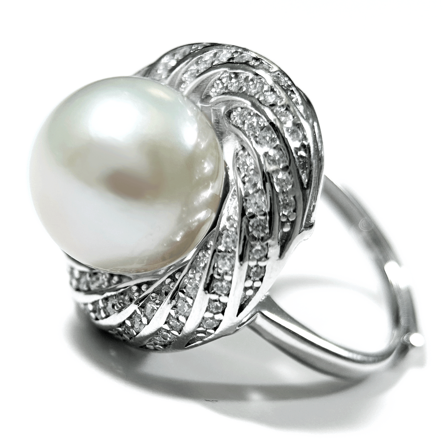 Myrvynte Vintage luxury floral Freshwater Pearl Ring,12-13mm,S925