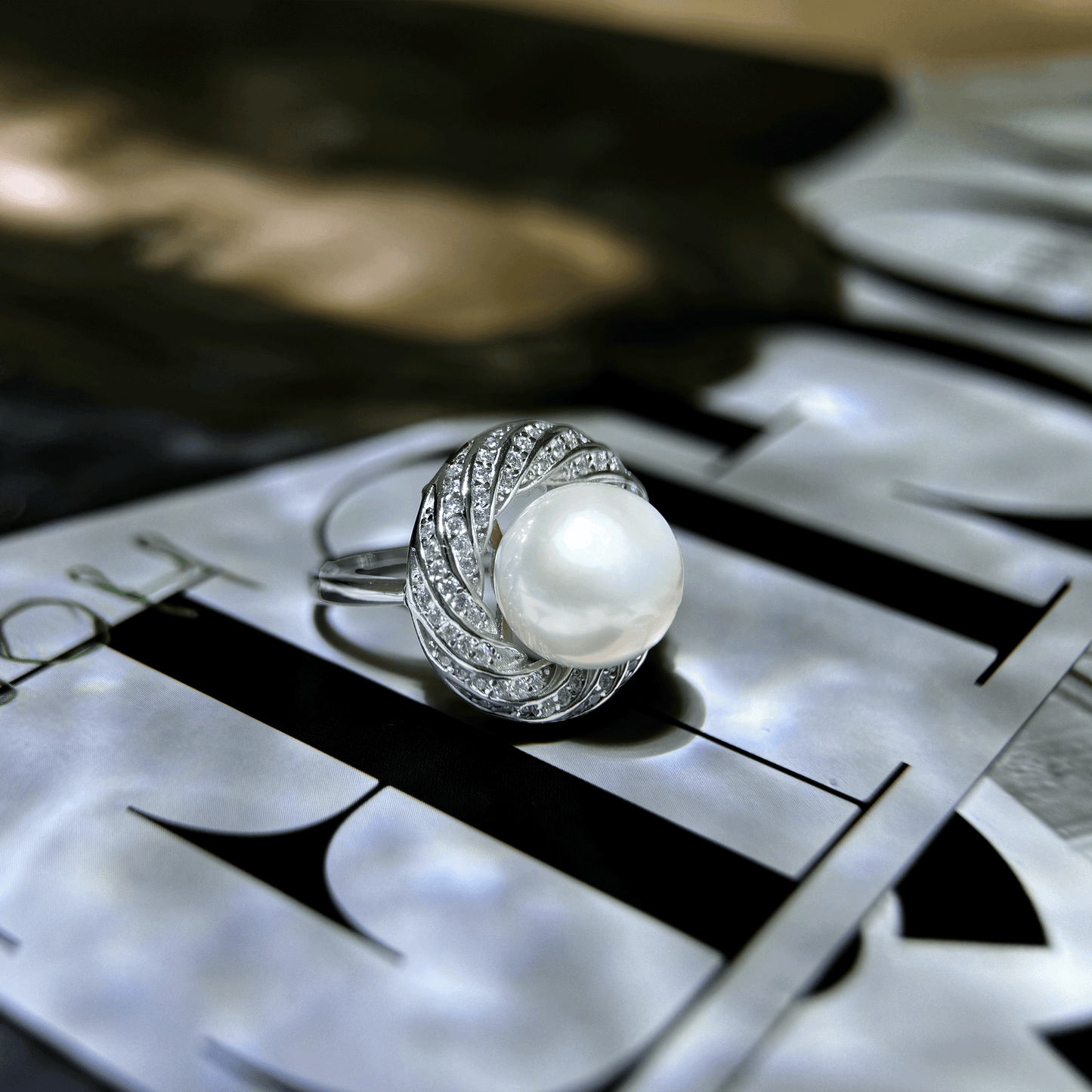 Myrvynte Vintage luxury floral Freshwater Pearl Ring,12-13mm,S925