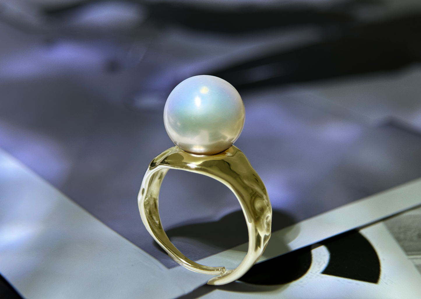 Myrvynte Fashionable texture Stereoscopic Freshwater Pearl Ring,10.5-11.5mm,S925