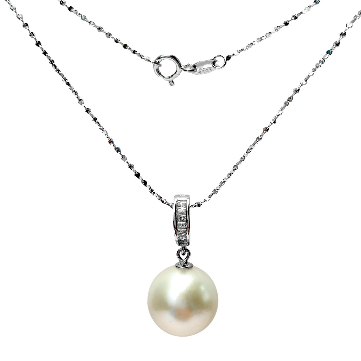 Myrvynte Ins Aurora Freshwater Pearl Universal Buckle Pendant Set,S925
