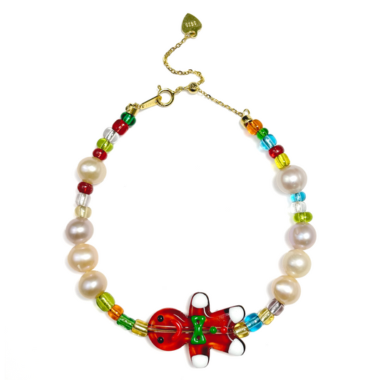 Myrvynte Fun Christmas Colorful Pearl and Glass Bead Necklace/Bracelet