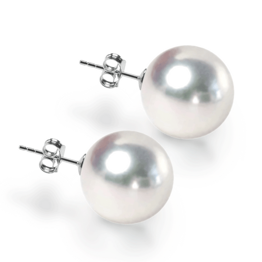 Myrvynte Ins style round aurora Freshwater Pearl Earrings,11-12mm,S925