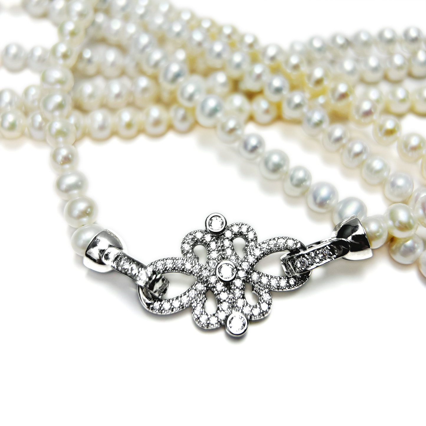 Myrvynte Vintage Luck Buckle Aurora Rice Natural Pearl Necklace,3 ways to wear,4.5-5mm,S925