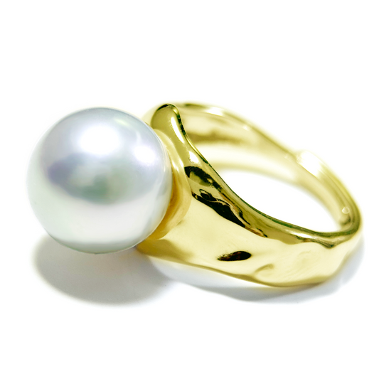 Myrvynte Fashionable texture Stereoscopic Freshwater Pearl Ring,10.5-11.5mm,S925