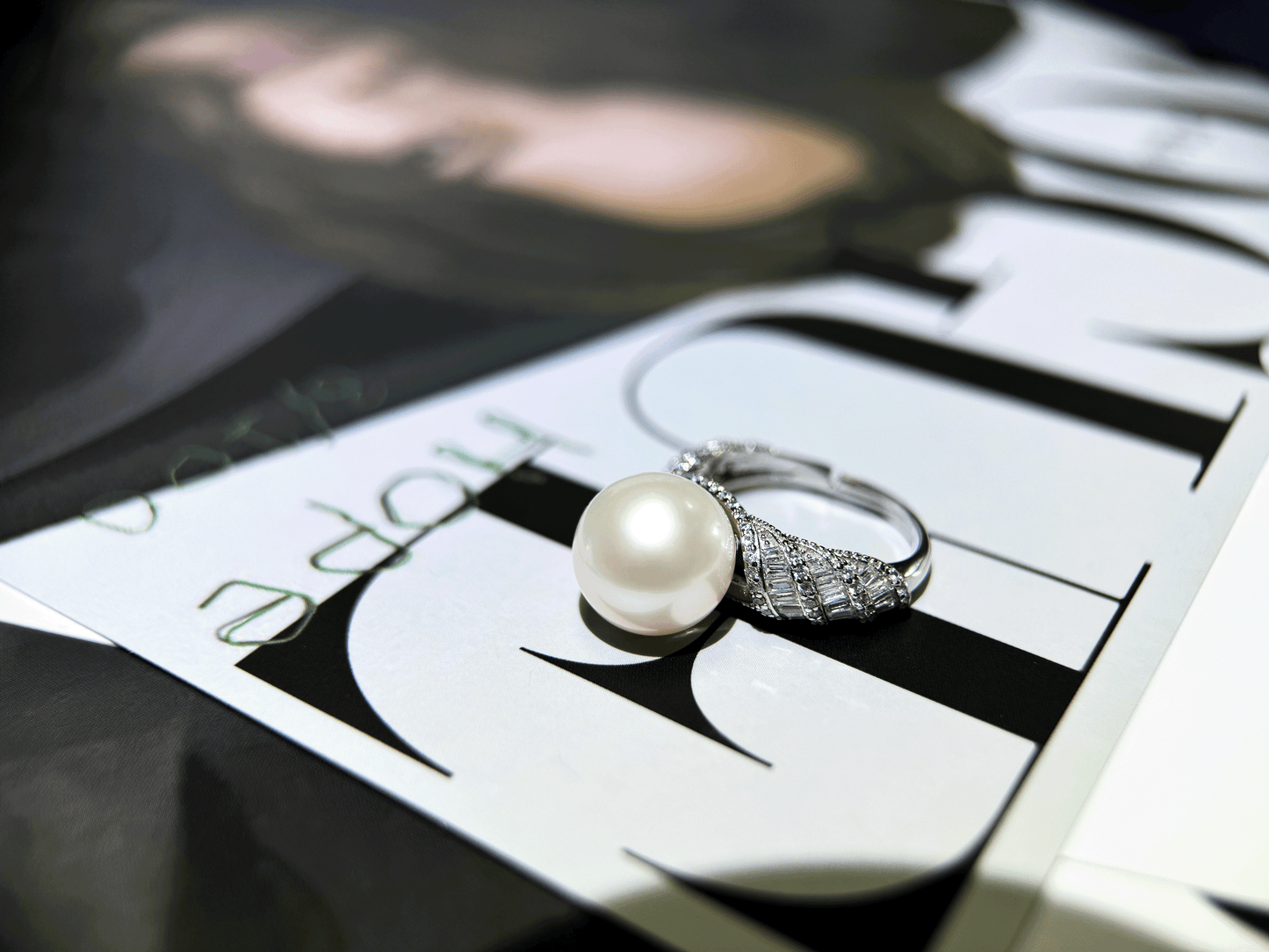 Myrvynte Vintage Pearl and Diamond Ring,10.5-11.5mm,S925